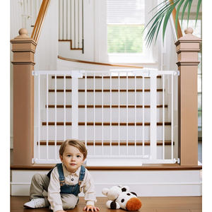 Cumbor 29.7-48" Baby Gate for Stairs, Mom's Choice Awards Winner-Dog Gate for Doorways, Auto Close Safety Pet Gate for Dogs Indoor, Easy Install Pressure Mounted Child Gate with Walk Thru Door, White Cumbor 29.7-48" Baby Gate for Stairs, Mom's Choice Awards Winner-Dog Gate for Doorways, Auto Close Safety Pet Gate for Dogs Indoor, Easy Install Pressure Mounted Child Gate with Walk Thru Door, White