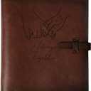 Photo Album 4x6 200 Photos, Genuine Leather Photo Albums with Writing Space with 30 Writing Paper, Travel Family Wedding Kids Graduation Ultrasound Baby Picture Album Scrapbook Photo Album Hold Hands