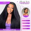 22 Inch Kinky Straight U Part Wig Human Hair for Black Women With Drawstring Natural Hairline Glueless Yaki Straight U Shape Wig No Glue Beginner Friendly Natural Color 220% Density