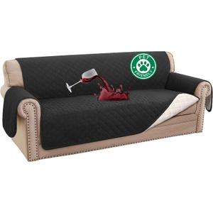 Turquoize 100% Waterproof Sofa Covers Couch Cover Sofa Cover for Dogs Couch Protector Triple Non-Slip Sofa Slipcover for 3 Cushion Couch Furniture Protector for Pets, Kids,Dog (Sofa 70", Black)