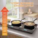 Double Induction Cooktop 2 Burner, 1800W Portable Electric Stove with 9 Temperature Settings, LED Display, Safety Lock & Timer, 110v-120v Induction Burners for Kitchen, RV