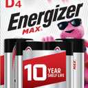 Energizer D Batteries, Premium D Cell Batteries Alkaline, 4 Count