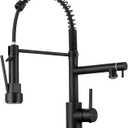 Kitchen Faucet with Pull Down Sprayer - Matte Black Single Handle Commercial Kitchen Faucets, 2-Spout Kitchen Sink Faucet, Stainless Steel Spring Pull Out Sink Faucet 1/3 Hole