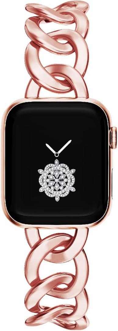 Kolgios 38/40/41/42/44/45/46mm Cool Chain Women Smartwatch Bands Compatible for Apple Watch Bands Series10/9/8/7/6/SE/5/4 Stylish Replacement Bracelet for Iwatch S10/9/8 Gift To Her