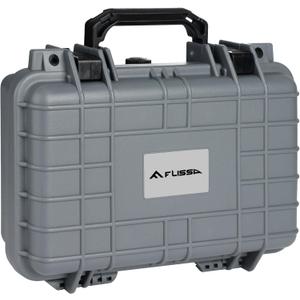 FLISSA 11.6 Inch Tactical Hard Gun Case Quality Approved Water & Shock Proof with Foam for Firearms, Optics, Accessories (Black & Grey)