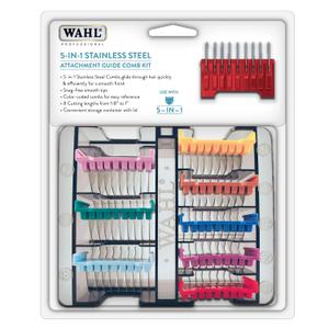 WAHL Professional Animal Stainless Steel Attachment Guide Comb Set for Wahl's Bravura, Arco, 5 Style Groom, Chromado, Creativa, Figura, and Motion Pet, Dog, Cat, and Horse Clippers (Multi-Colored)