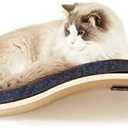 LIORCE Cat Shelf with Comfortable Cushion - Wave Modern Cat Bed - Minimalistic Floating Cats Wall Perch - Wooden Wall Mounted Cats Furniture for Sleeping, Playing, Climbing, and Lounging