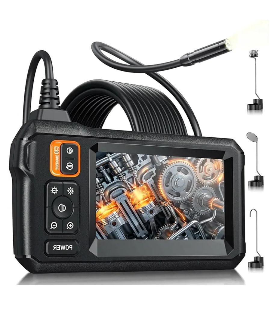 Endoscope Camera with Light, Inspection Borescope Camera with 4.3" IPS Screen, 1920P HD with 8 LED Lights, 16.5FT Semi-Rigid Cord Bore Scope, IP67 Waterproof Endoscope for Sewer, Tools(Orange)