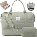 LOVEVOOK Travel Duffel Bag - Versatile Weekender Bag for Women, Puffer Carry On & Overnight Bag for Short Trips, Dark Green (Large)