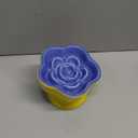 S&Q's CERAMICS Raised Slow Feeder Cat Bowl, Ceramic Elevated and Titled Pet Food Bowl, Small Dogs Slow Feeder, Flower Shaped Dish for Dry and Wet Food (Blue, 5.8")