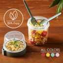 Crystalia 4 Pack 22 oz On The Go Yogurt Parfait Cups with Lids & Spoon, Large Breakfast Plastic Bowls with Topping Cereal Oatmeal Salad or Fruit Container for Snack Box (Clear)