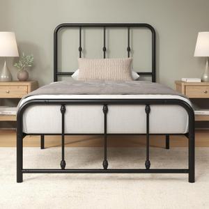 Zinus Leonardo Metal Platform Bed Frame, Victorian Spindle Style Headboard and Footboard, Heavy Duty Bed Base, Ample Underbed Space, Twin