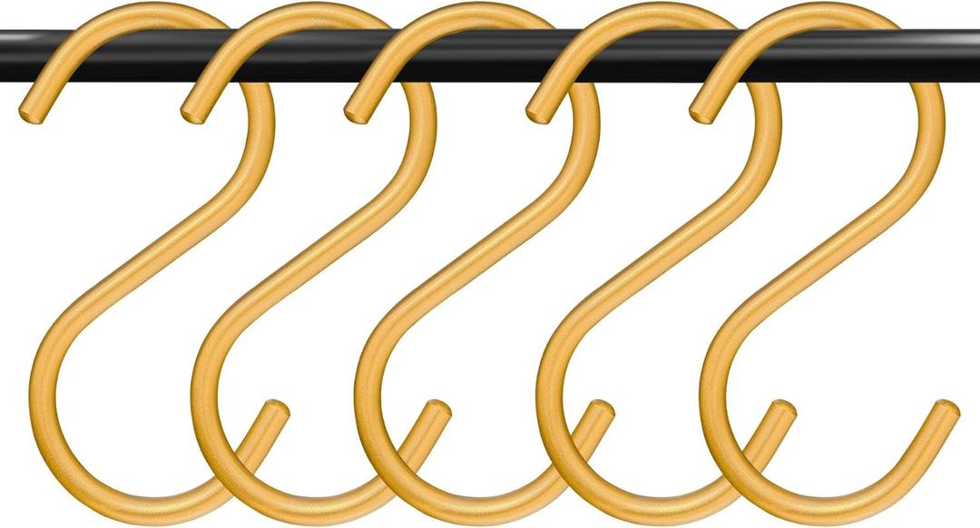 30Pcs Gold S Hooks, Aluminum Alloy S Shaped Hook, Gold Hook Hanger, Heavy Duty S Hook, Utility S Hooks for Bathroom, Cloakroom, Kitchen, Garden (4.3inch,30pcs)