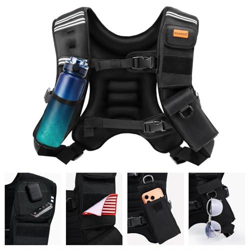 Weighted Vest Woman & Men,8lb/12lb/16lb/20lb/30lb/40lb Plus Size Weighted Vest With Phone Pockets & Reflective Strips for Walking, Running, Hiking,Rucking, Workout, Strength Training, No Size