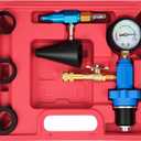 DAYUAN Cooling System Vacuum Purge Radiator Coolant Refill Tool Kit, Automotive Water Tank Pneumatic Vacuum Antifreeze Change Filler Set with 4 Sizes Adapter Hose for Car Van SUV Truck