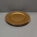 Set of 12 Gold Charger Plates with Beaded. 13" Reusable Plastic Table Chargers for Dinner Plates