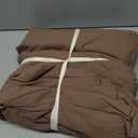 BDEAR 3 Pieces Reversible Duvet Cover Set King Size 104''W x 90''L, 100% Washed Cotton Duvet Cover with Zipper Closure Plus 2 Pillowcases, Double Sided with Light Chocolate Brown Plus Sandy Beige