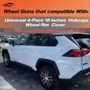 16 Inch Universal Hubcaps Wheel Covers, Snap-On Wheel Rim Covers for Cars and SUVs, Compatible with Most Steel Wheels, Set of 4 (Silver and Black)