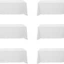 BRILLMAX 6 Pack White Tablecloths 90 x 132 Inch for 6ft Rectangle Tables - 150 GSM Polyester Fabric, Floor Length Drop, Water, Stain & Wrinkle Resistant Cloth Cover for Wedding Reception Banquet