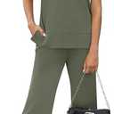 XIEERDUO Women's 2 Piece Lounge Set Fashion Travel Outfits Vacation Tracksuit Comfy Wide Leg Airport Loungewear XL