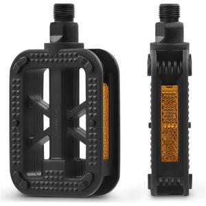 VIRIBUS 9/16 Inch Bike Pedals, Professional Bicycle Pedals with Nonskid Platforms & Reflectors, Waterproof BMX Pedals Compatible with Most Road Bike Mountain Bike Tricycle Electric Bike Kids Bike