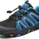 ASHION Boys Running Shoes | Barefoot Shoes | Wide Toe Box | Lightweight Athletic Walking Hiking Sneakers (1.5 Little Kid, Rs-blue/Grey)