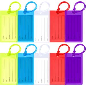 10 Pack Luggage Tags for Suitcases, Airplane Travel Essentials for Flying, International Travel Must Haves, and Luggage Accessories by Sodsay (Ab-colorful)
