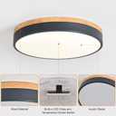 Yiisem Dimmable Wood LED Flush Mount Ceiling Light, 5CCT 2700K-6000K Selectable Modern Round Close to Ceiling Lighting Fixtures, Minimalist Grey Ceiling Lamp for Living Room, Bedroom, Laundry Room