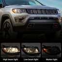 Huray Right Headlight Assembly for Jeep Compass 2017 2018 2019 2020 2021 [Only for Halogen Type] [With Blubs] [Plug & Play] OE Head Lamp Replacement Passenger Side 55112706AC