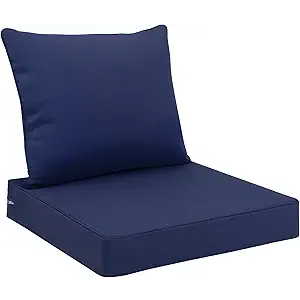 Favoyard Outdoor Seat Cushion Set 24 x 24 Inch Waterproof & Fade Resistant Patio Furniture Cushions with Removable Cover, Handle and Adjustable Straps for Chair Sofa Couch