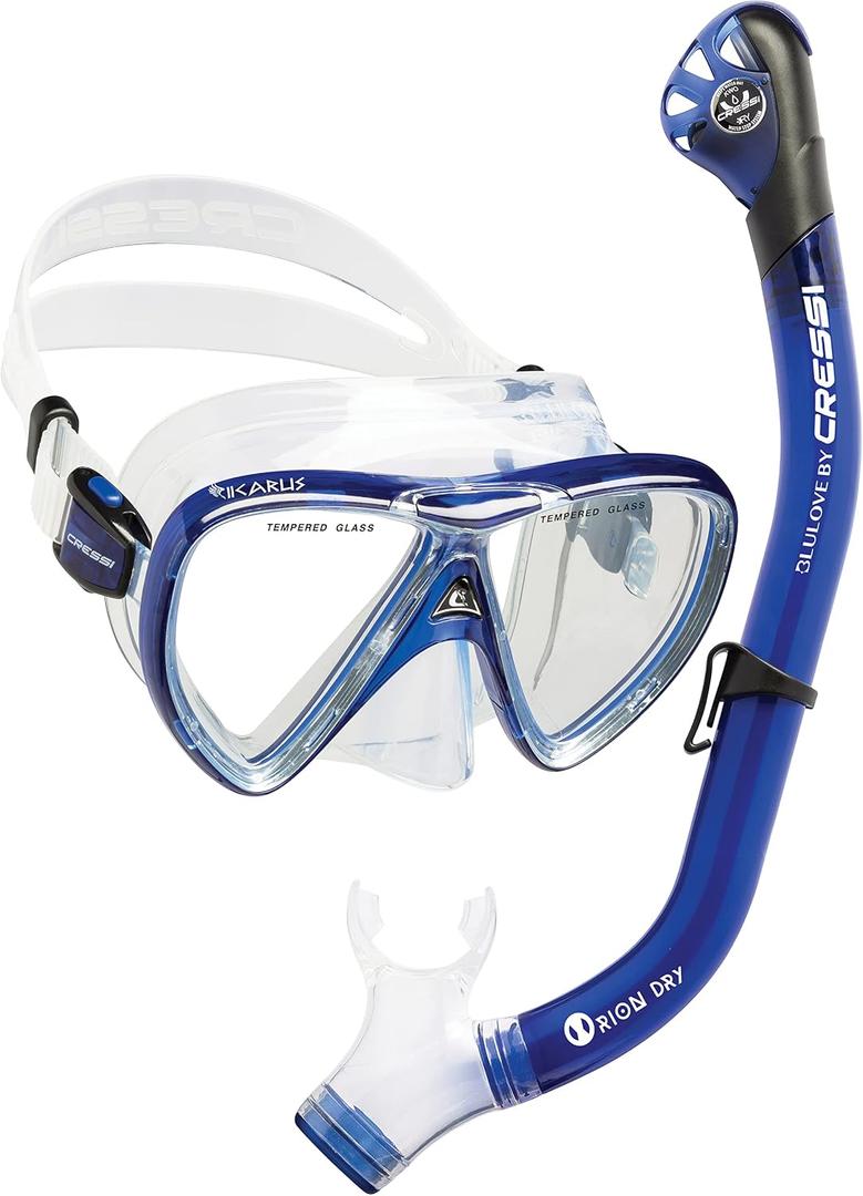 Cressi Adult Snorkeling Kit, Mask & Dry Snorkel - Quality Equipment for Discovering The Underwater World - Ocean Combo: Designed in Italy