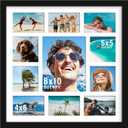 20x20 Collage Picture Frames Display One 8x10 Inch and Six 4x6 and Four 5x5 Photos Collage Wall Decor Wall Hanging or Tabletop Black