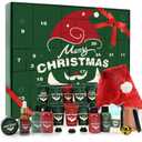 Advent Beauty Calendar for Adults 2025 Rinse & Robust Beard Care Kit Christmas Gifts for Men Skincare Beauty Advent Calendar for Men Christmas 24 Days Countdown Calendar Beard Care Grooming (Green)