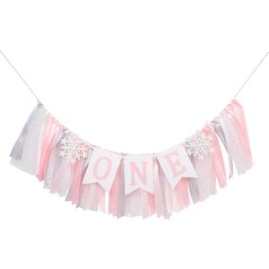 Winter Onederland Highchair Banner - Pink Snowflake First Birthday High Chair Banner, Winter Wonderland One party Decoration, Party Supplies for 1st Birthday Girls, Snowflake Birthdays Party Photo Props