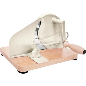 Stainless Steel Bread Slicer Adjustable Manual Sourdough Bread Cutter with Hand Crank & Precise Thickness Control Classic Homemade Bread Slicer for Kitchen & Bakery (Cream)