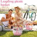 2 Pack Pink Wicker Picnic Basket with Removable Lace Liner, Rattan Empty Gift Basket with Foldable Handles, Woven Hamper Garden Wedding Harvest Baby Shower Fruit Storage,10 x 7.2 x 6.4 inch