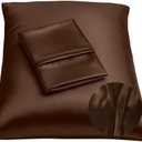 BLISSFORD Brown Satin Pillowcase with Zipper, for Hair and Skin Care, Feels Soft and Cool Like a Silk Pillowcase, Satin Pillow Cases 2 Pack, Slik Pillow Cover, King Size, Set of 2