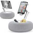 SupeDesk Tablet Pillow Stand for Reading, Adjustable Tablet Stand Phone Holder for Bed with Detachable Snack Bowl, Fits 4.7"-13" Kindle/Phones/Tablets, Watch Videos, Stream Media, Gray