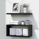 RICHER HOUSE Floating Shelves Bathroom, Black Floating Shelves for Wall, Above Toilet Bathroom Shelves, Wall Mounted Hanging Shelves for Bedroom, Kitchen, Living Room Decor - Black