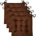 OVOV 4 Pack Chair Cushions for Dining Chairs Soft Seat Cushions for Kitchen Desk Chairs Square Chair Pads with Ties (15.5"x15.5" Coffee)