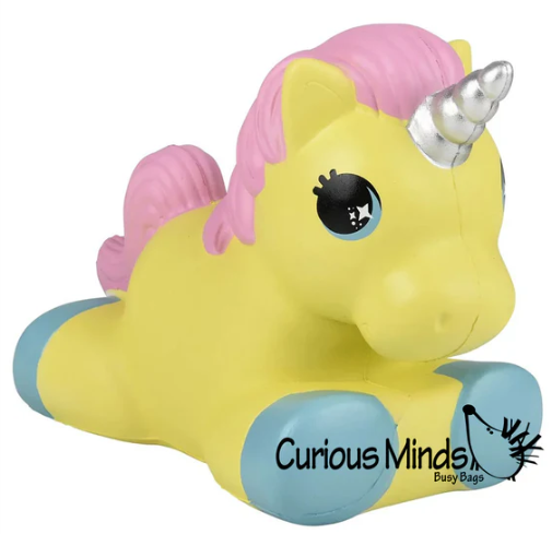 12" Jumbo Pony Unicorn Squishy Slow Rise Foam Pet Animal Toy - Scented Sensory, Stress, Fidget Toy (Yellow)