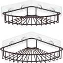SMARTAKE 2-Pack Corner Shower Caddy, SUS304 Stainless Steel, Wall Mounted Bathroom Shelf with Adhesive, Storage Organizer for Toilet, Dorm and Kitchen (Bronze) (8.7 X 8.7 X 2.0 Inches)