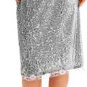 Yousify Womens Sequin Midi Skirts Y2K Elastic High Waisted Lace Trim Sparkly Stretchy Night Out Club Concerts Party Skirt (Medium, Silver)