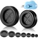 Round Rubber Plug Hole Grommet Kit 7 Sizes Black Double Sided Electrical Firewall Gasket Kit with Retractable Box Knife for Protecting Cable Wire Hole Plug Assortment Automotive Supply (52 Pieces)