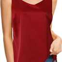 CAPE CLIQUE Silk Satin Tank Tops for Women V Neck Sleeveless Camisole 2025 Summer Basic Blouses Work Outfits Shirts (Red, M)
