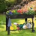 Raised Garden Planter Beds with Wheels Legs, Large Planters Box for Indoor Outdoor Plants,Metal Galvanized Elevated Rectangle Herb Planter Box for Vegetables Flower Patio 31.5" H