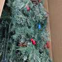 YITAHOME 7.5ft Prelit Carolina Pine Christmas Tree with Remote, Artificial Green Hinged Christmas Tree w/ 1200 Mixed Tips, Pine Needles, 45 Pinecones, 48 Red Berries, 400 Lights & 11 Modes