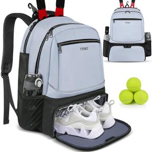 Ytonet Tennis Bag Tennis Backpack for Women Men 2 Rackets with Insulated Pocket Ventilated Shoe Compartment (Large, Blue)