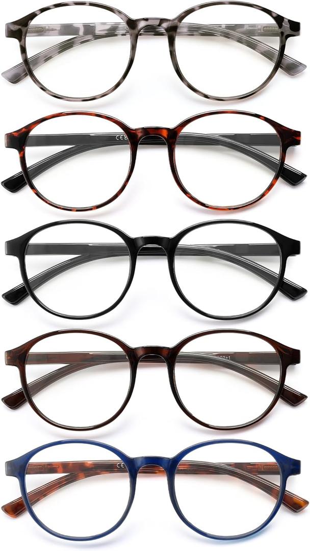 5 Pack Reading Glasses For Women,Blue Light Blocking Computer Reader Spring Hinge Eyeglasses (Multicolor, 2.5x)