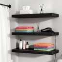 Vervida Floating Shelves, 35.4 inch Wall Mounted Rustic Wood Shelves for Bathroom, Bedroom, Living Room, Kitchen, Office, Hanging Shelf for Books/Storage/Decor(Black, Set of 3)